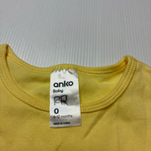 Load image into Gallery viewer, Unisex Anko, yellow cotton bodysuit / romper, EUC, size 0,  