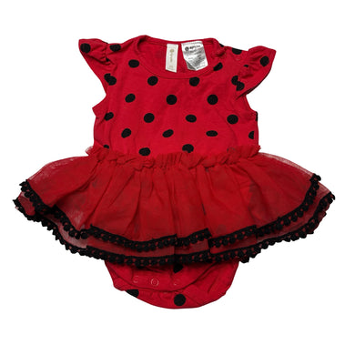 Girls Dymples, red & black stretchy tutu romper, EUC, size 00,  