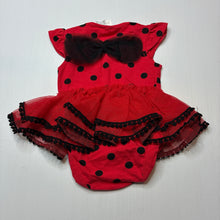 Load image into Gallery viewer, Girls Dymples, red &amp; black stretchy tutu romper, EUC, size 00,  