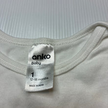Load image into Gallery viewer, Unisex Anko, white cotton bodysuit / romper, FUC, size 1,  