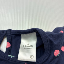 Load image into Gallery viewer, Girls Target, navy stretchy top / dress, strawberries, EUC, size 00, L: 30cm