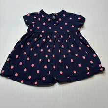 Load image into Gallery viewer, Girls Target, navy stretchy top / dress, strawberries, EUC, size 00, L: 30cm