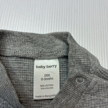 Load image into Gallery viewer, Boys Baby Berry, grey waffle long sleeve top, EUC, size 000,  