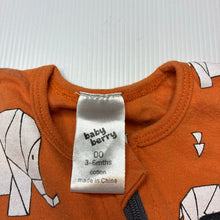 Load image into Gallery viewer, Unisex Baby Berry, cotton zip romper, elephants, FUC, size 00,  