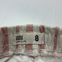 Load image into Gallery viewer, Unisex Cotton On, pink &amp; white stripe casual shorts, elasticated, EUC, size 8,  
