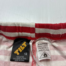 Load image into Gallery viewer, Boys Tilt, red &amp; white stripe cotton pyjama shorts, FUC, size 12,  