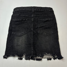 Load image into Gallery viewer, Girls 1964 Denim Co, black stretch denim skirt, L: 36cm, W: 33cm across, GUC, size 16,  
