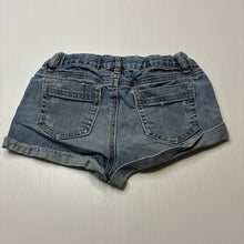 Load image into Gallery viewer, Girls Tilii, distressed stretch denim shorts, adjustable, FUC, size 8,  
