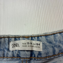 Load image into Gallery viewer, Girls Zara, raw hem denim shorts / skort, adjustable, GUC, size 13-14,  