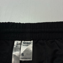 Load image into Gallery viewer, Unisex Anko, black school sports shorts, elasticated, GUC, size 5,  