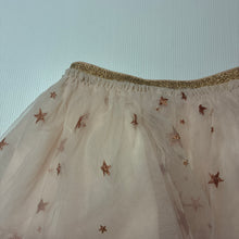 Load image into Gallery viewer, Girls cotton lined, tulle &amp; glitter skirt, elasticated, no labels, L: 30cm, W: 24cm across unstretched, EUC, size 4-5,  