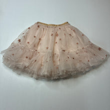 Load image into Gallery viewer, Girls cotton lined, tulle &amp; glitter skirt, elasticated, no labels, L: 30cm, W: 24cm across unstretched, EUC, size 4-5,  