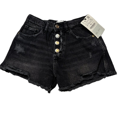Girls Zara, distressed stretch denim jean shorts, adjustable, NEW, size 9,  