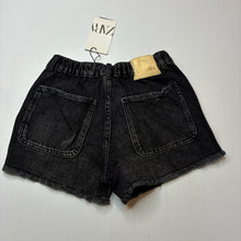 Load image into Gallery viewer, Girls Zara, distressed stretch denim jean shorts, adjustable, NEW, size 9,  