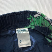 Load image into Gallery viewer, Boys Anko, lightweight cotton shorts, elasticated, dinosaurs, GUC, size 9,  