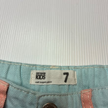 Load image into Gallery viewer, Girls Cotton On, colour block denim shorts, adjustable, EUC, size 7,  