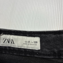 Load image into Gallery viewer, Girls Zara, dark stretch denim shorts, adjustable, EUC, size 8,  