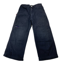 Load image into Gallery viewer, Boys Fred Bare, dark denim pants, elasticated, Inside leg: 39.5cm, light wear on cuffs, FUC, size 4,  