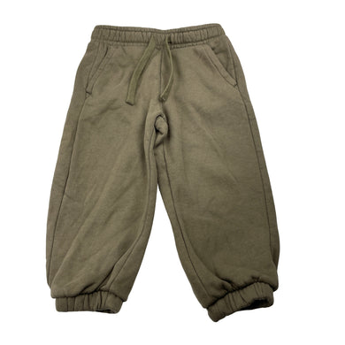 Boys Target, khaki fleece lined track pants, Inside leg: 31.5cm, FUC, size 2,  