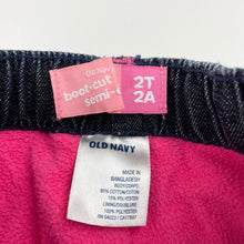 Load image into Gallery viewer, Girls Old Navy, thick fleece lined denim pants, adjustable, Inside leg: 30.5cm, GUC, size 2,  