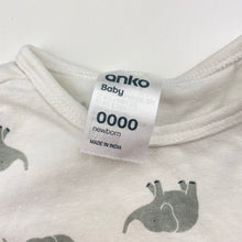 Load image into Gallery viewer, Unisex Anko, stretchy bodysuit / romper, elephants, GUC, size 0000,  
