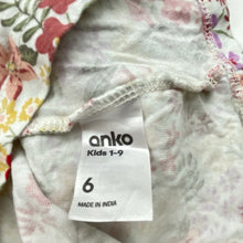 Load image into Gallery viewer, Girls Anko, floral cotton casual dress, GUC, size 6, L: 57cm