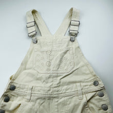 Load image into Gallery viewer, Girls Target, cream denim overalls / shortalls, EUC, size 7,  