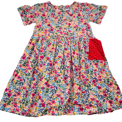 Girls Oobi, colourful floral cotton dress, GUC, size 8, L: 65cm