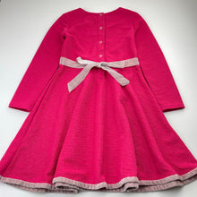 Load image into Gallery viewer, Girls Origami, pink textured long sleeve party dress, discolouration on ribbon/hem, FUC, size 6, L: 65cm