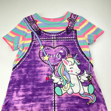 Load image into Gallery viewer, Girls lightweight, colourful casual dress, unicorn, EUC, size 5, L: 54cm