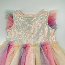 Load image into Gallery viewer, Girls Target, colourful tulle &amp; sequin party dress, EUC, size 2, L: 45cm