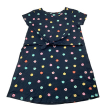 Load image into Gallery viewer, Girls Milkshake, navy floral casual dress, small marks front hem, FUC, size 6, L: 55cm