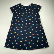 Load image into Gallery viewer, Girls Milkshake, navy floral casual dress, small marks front hem, FUC, size 6, L: 55cm