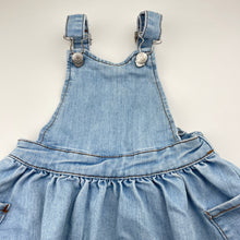 Load image into Gallery viewer, Girls Breakers, stretch denim overalls dress / pinafore, GUC, size 2, L: 49cm