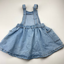 Load image into Gallery viewer, Girls Breakers, stretch denim overalls dress / pinafore, GUC, size 2, L: 49cm