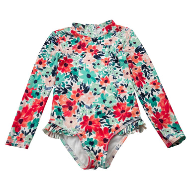 Girls Target, floral long sleeve swim one-piece, GUC, size 4,  