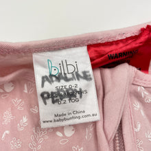Load image into Gallery viewer, Girls Bilbi, 0.2 Tog organic cotton sleeping bag, L: 85cm, GUC, size 0-2,  