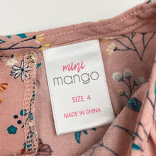 Load image into Gallery viewer, Girls Mango, viscose floral long sleeve dress, EUC, size 4, L: 54cm