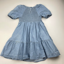 Load image into Gallery viewer, Girls Target, shirred chambray cotton dress, marks on front, FUC, size 3, L: 56cm