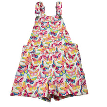 Load image into Gallery viewer, Girls Anko, colourful stretch denim shortalls, butterflies, light marks on bottom, FUC, size 9,  