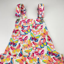 Load image into Gallery viewer, Girls Anko, colourful stretch denim shortalls, butterflies, light marks on bottom, FUC, size 9,  