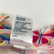 Load image into Gallery viewer, Girls Anko, colourful stretch denim shortalls, butterflies, light marks on bottom, FUC, size 9,  