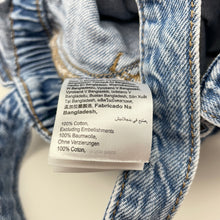 Load image into Gallery viewer, Girls Cotton On, blue denim overalls / dungarees, light marks knees, FUC, size 2,  