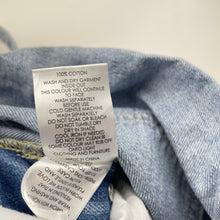 Load image into Gallery viewer, Girls DECJUBA KIDS, distressed denim shortalls, light marks on bib, FUC, size 12,  