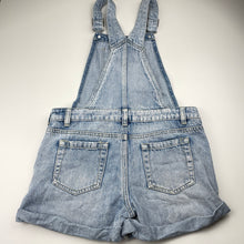 Load image into Gallery viewer, Girls DECJUBA KIDS, distressed denim shortalls, light marks on bib, FUC, size 12,  