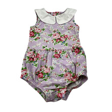 Load image into Gallery viewer, Girls Rock Your Baby, floral summer romper, light pilling on collar, FUC, size 2,  