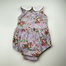 Load image into Gallery viewer, Girls Rock Your Baby, floral summer romper, light pilling on collar, FUC, size 2,  