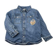 Load image into Gallery viewer, Boys Zara, lined denim shirt, poppers, *top button missing*, GUC, size 2,  
