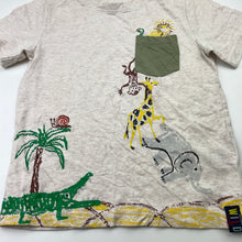 Load image into Gallery viewer, Boys Milkshake, oatmeal marle tee / top, jungle animals, EUC, size 6,  