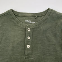Load image into Gallery viewer, Boys Anko, khaki long sleeve henley top, EUC, size 14,  